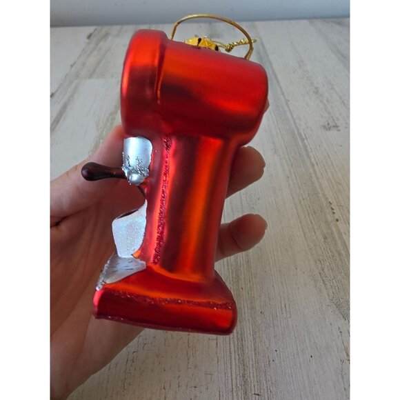 Expresso coffee machine glass ornament red glitter Xmas tree - Picture 4 of 9